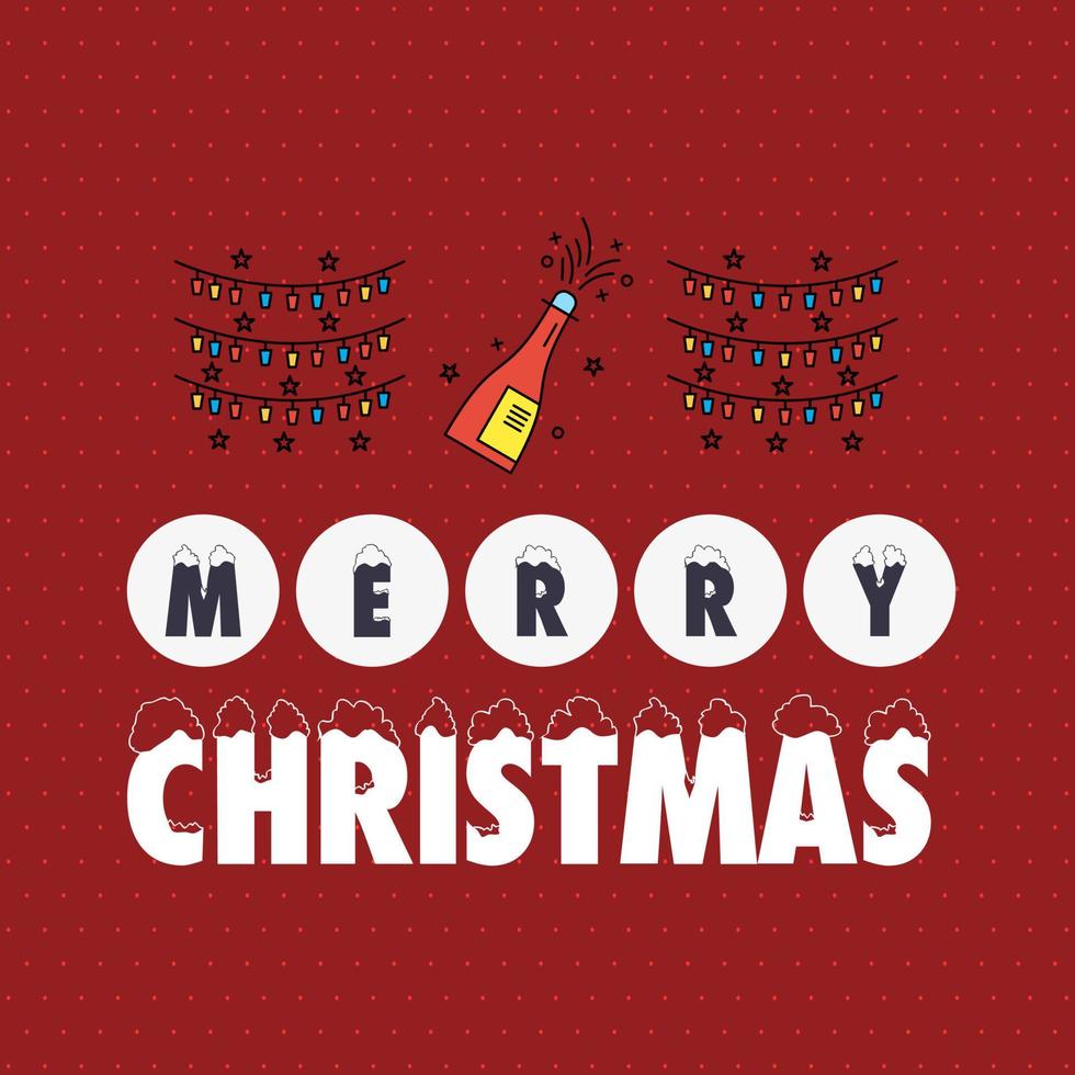 Merry Christmas card with red background and typography vector