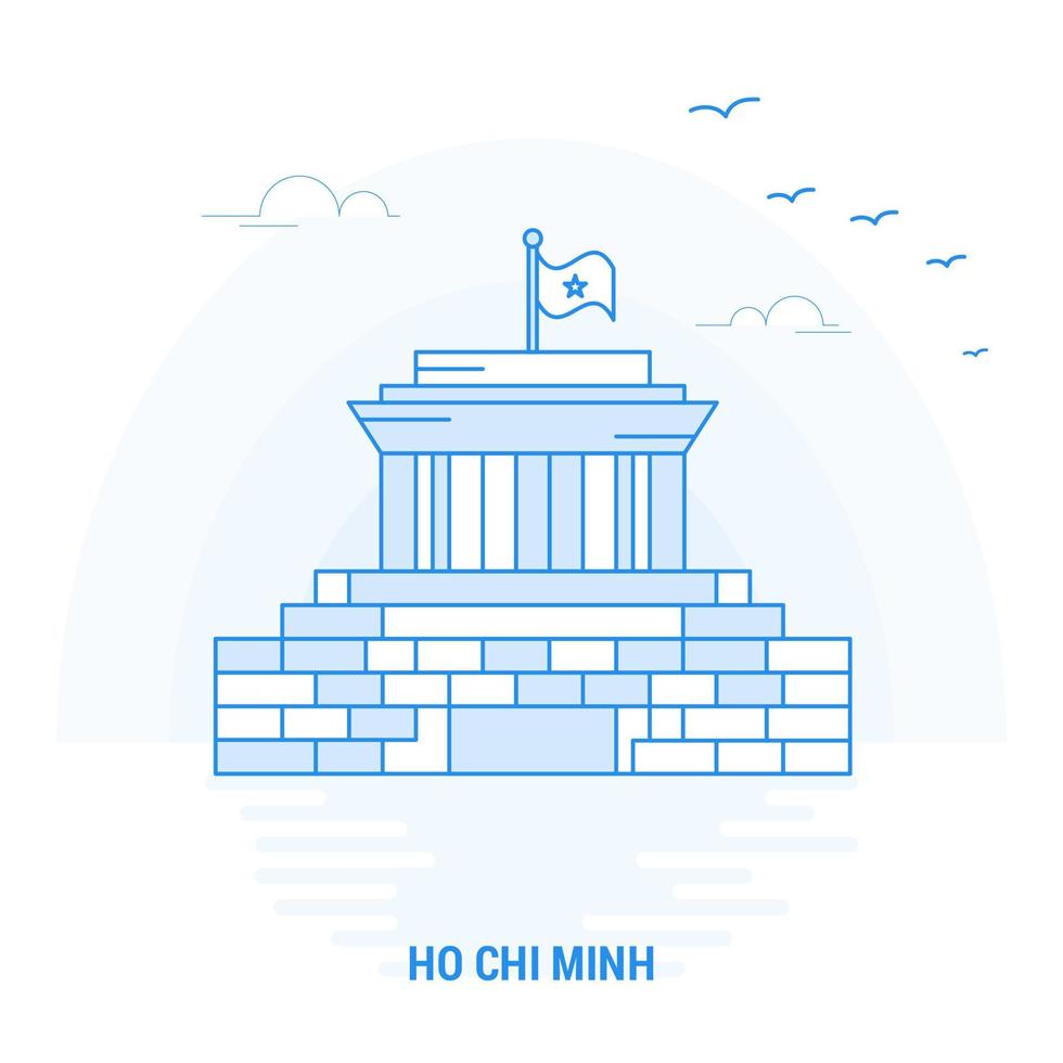 fondo creativo y plantilla de póster de hito azul de ho chi minh vector