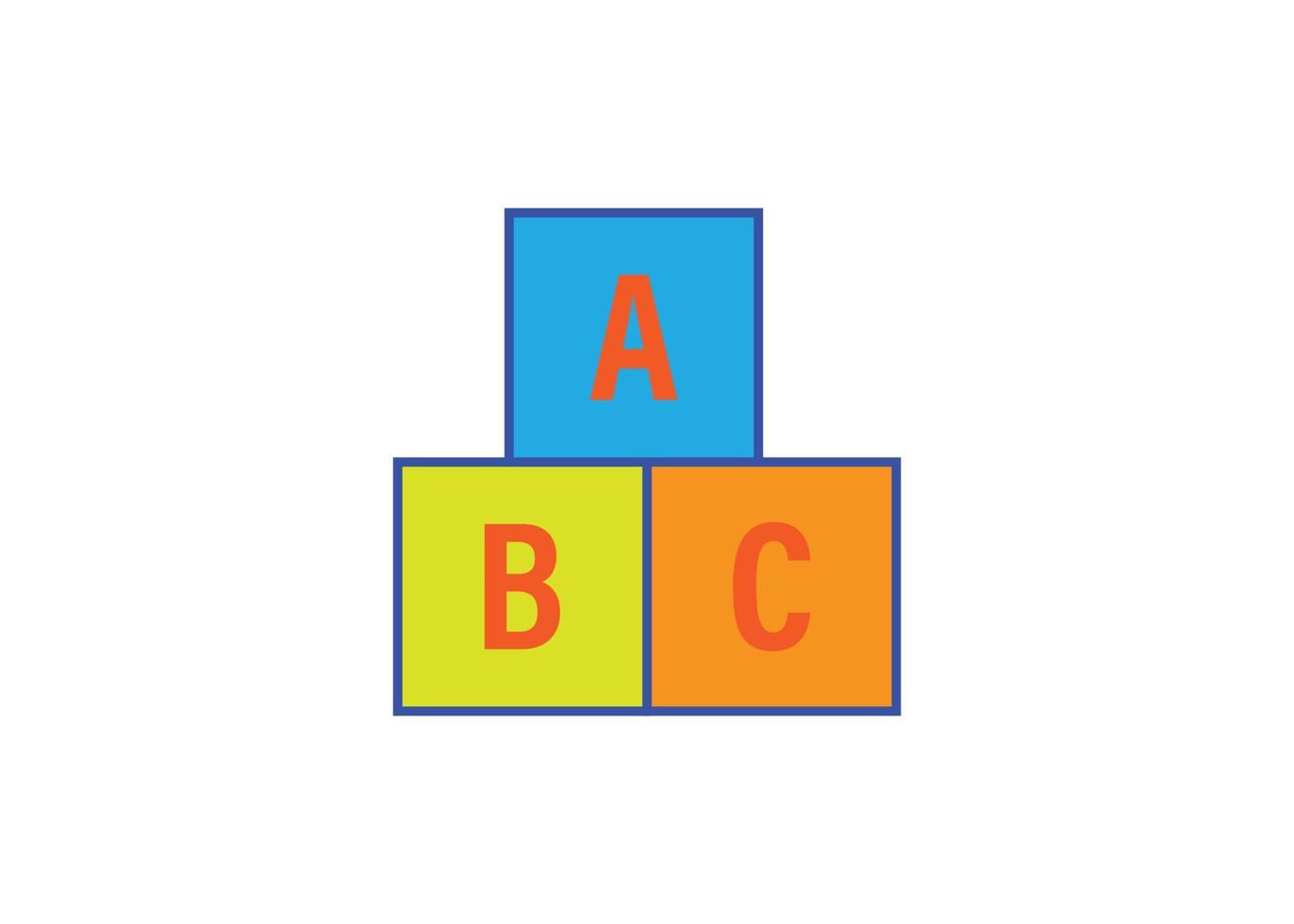 abc bloque niños juguete icono logotipo diseño plantilla vector aislado ilustración