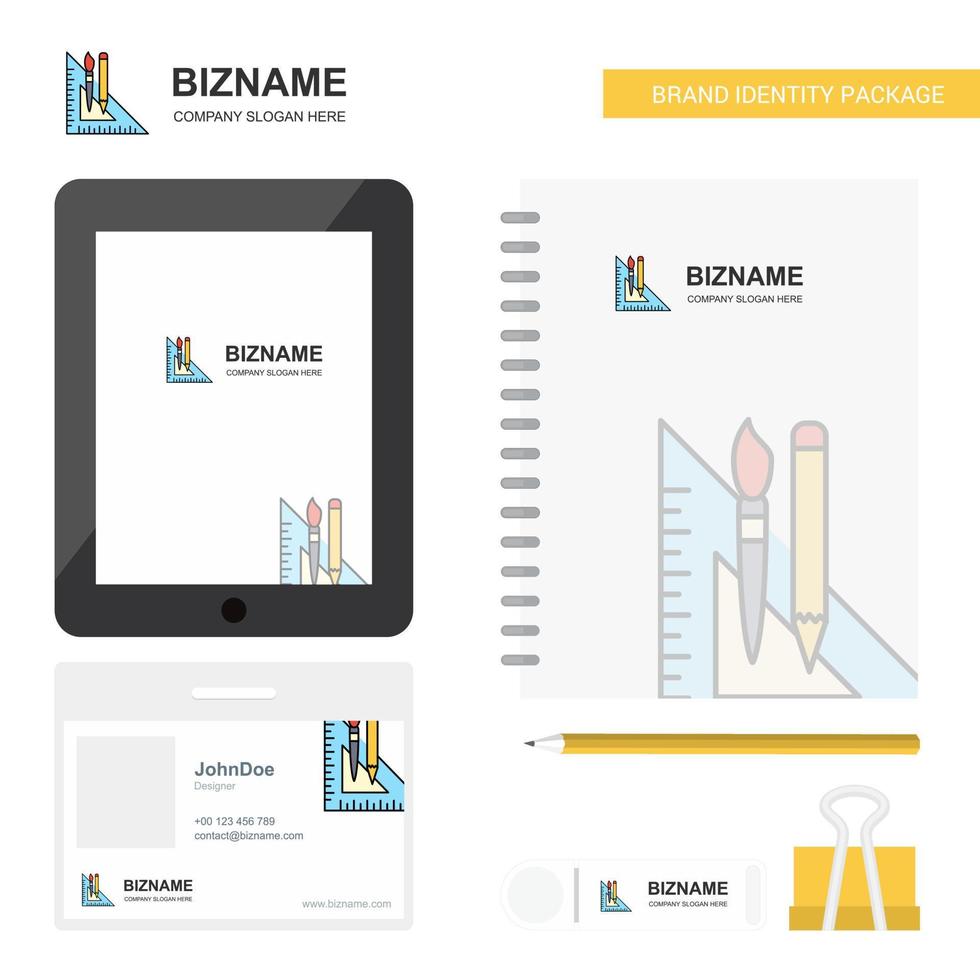 Geometry scale Business Logo Tab App Diary PVC Employee Card and USB Brand Stationary Package Design Vector Template