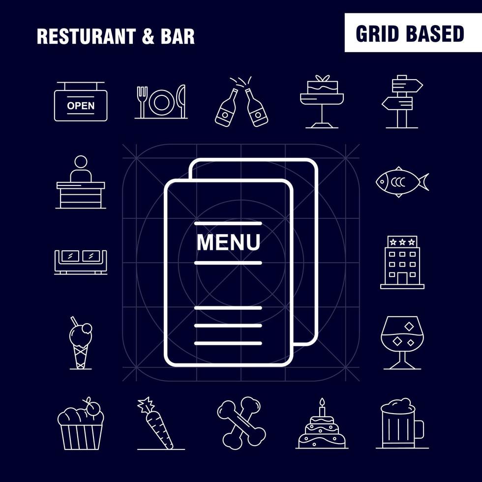 Restaurant And Bar Line Icon for Web Print and Mobile UXUI Kit Such as Direction Navigation Sign Board Hotel Board Open Sign Pictogram Pack Vector