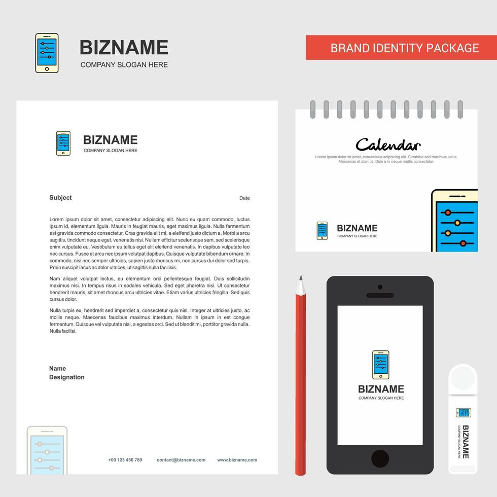 Mobile setting Business Letterhead Calendar 2019 and Mobile app design vector template