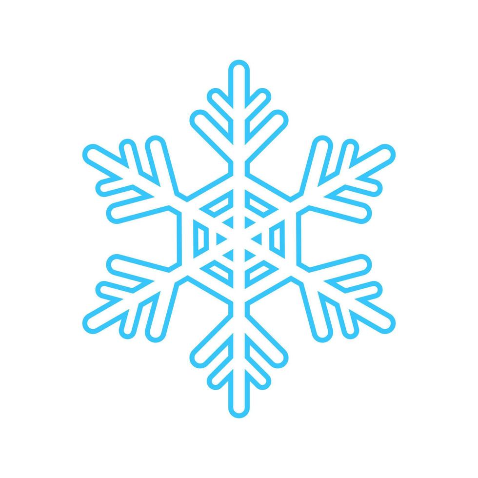 Simple snowflake made of blue lines. Festive decoration for New Year and Christmas, symbol of winter, element for design. Vector illustration