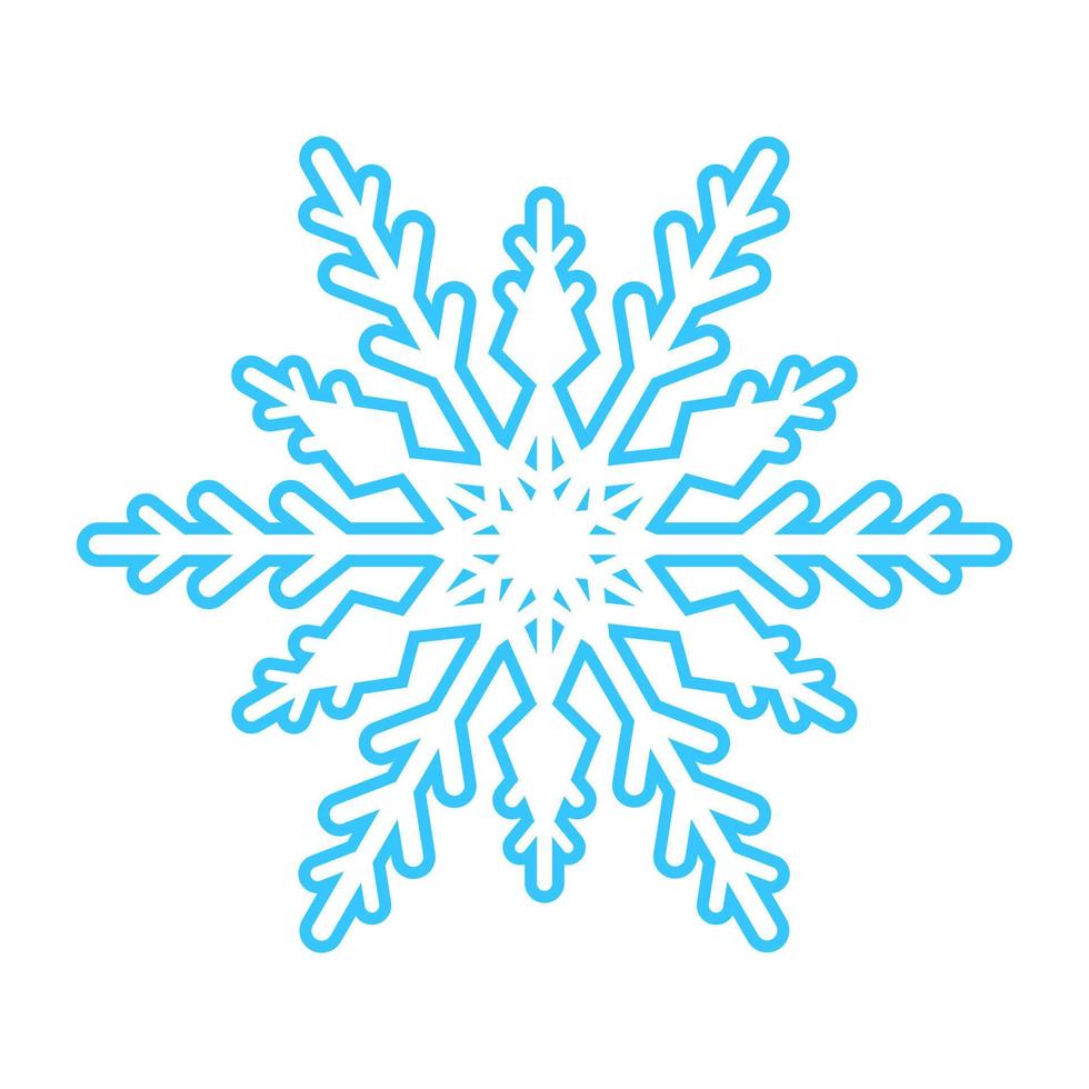 Simple snowflake made of blue lines. Festive decoration for New Year and Christmas, symbol of winter, element for design. Vector illustration