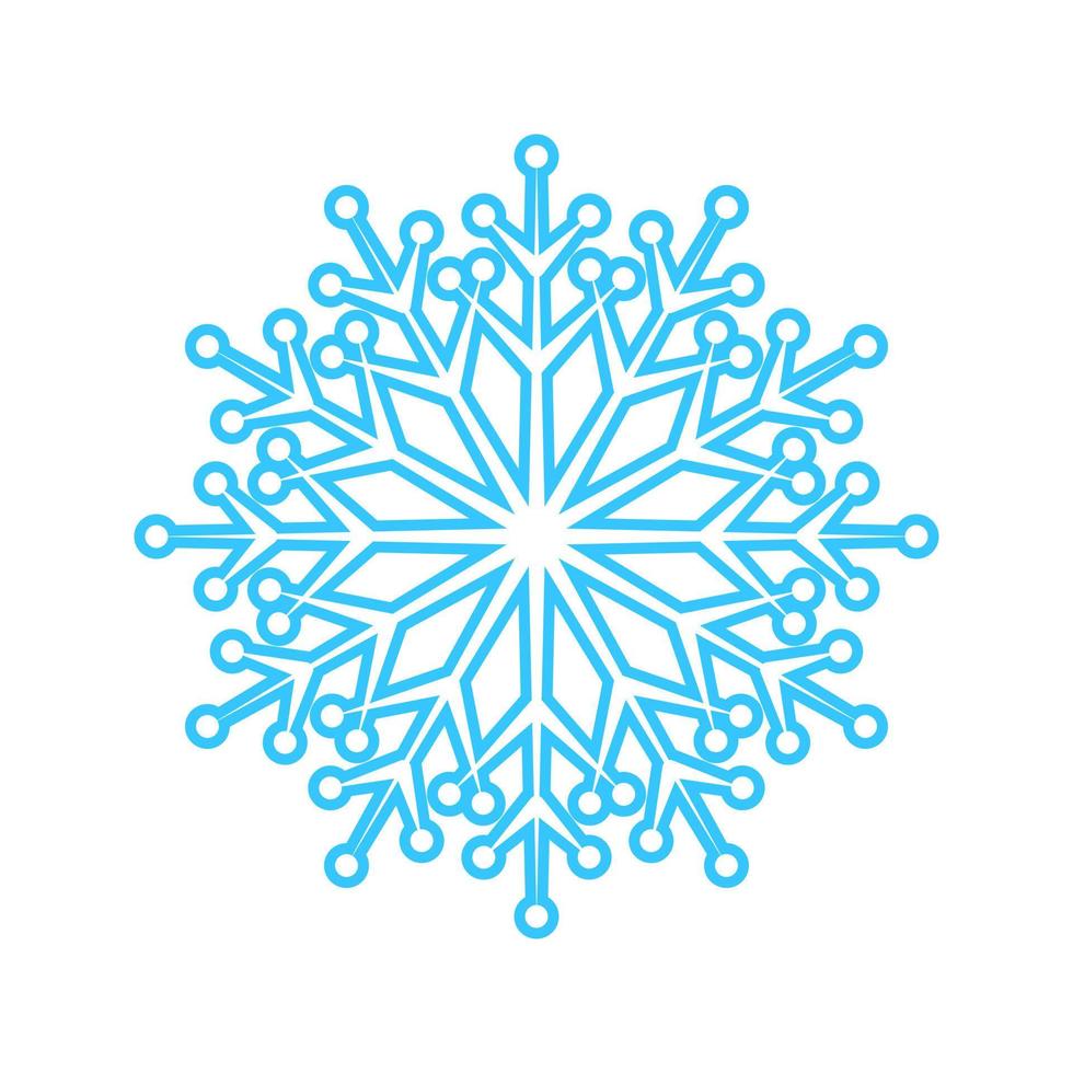 Simple snowflake made of blue lines. Festive decoration for New Year and Christmas, symbol of winter, element for design. Vector illustration