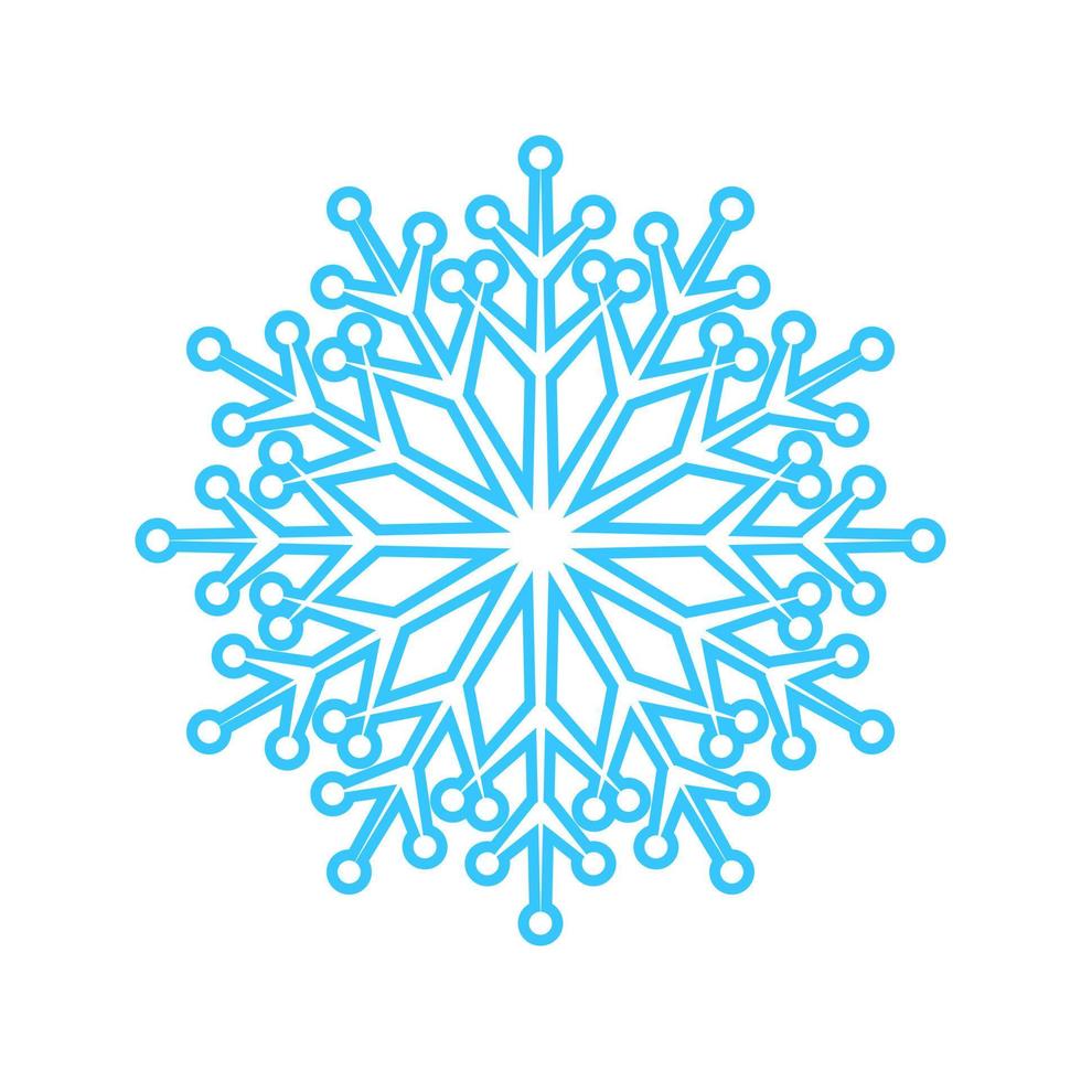 Simple snowflake made of blue lines. Festive decoration for New Year and Christmas, symbol of winter, element for design. Vector illustration