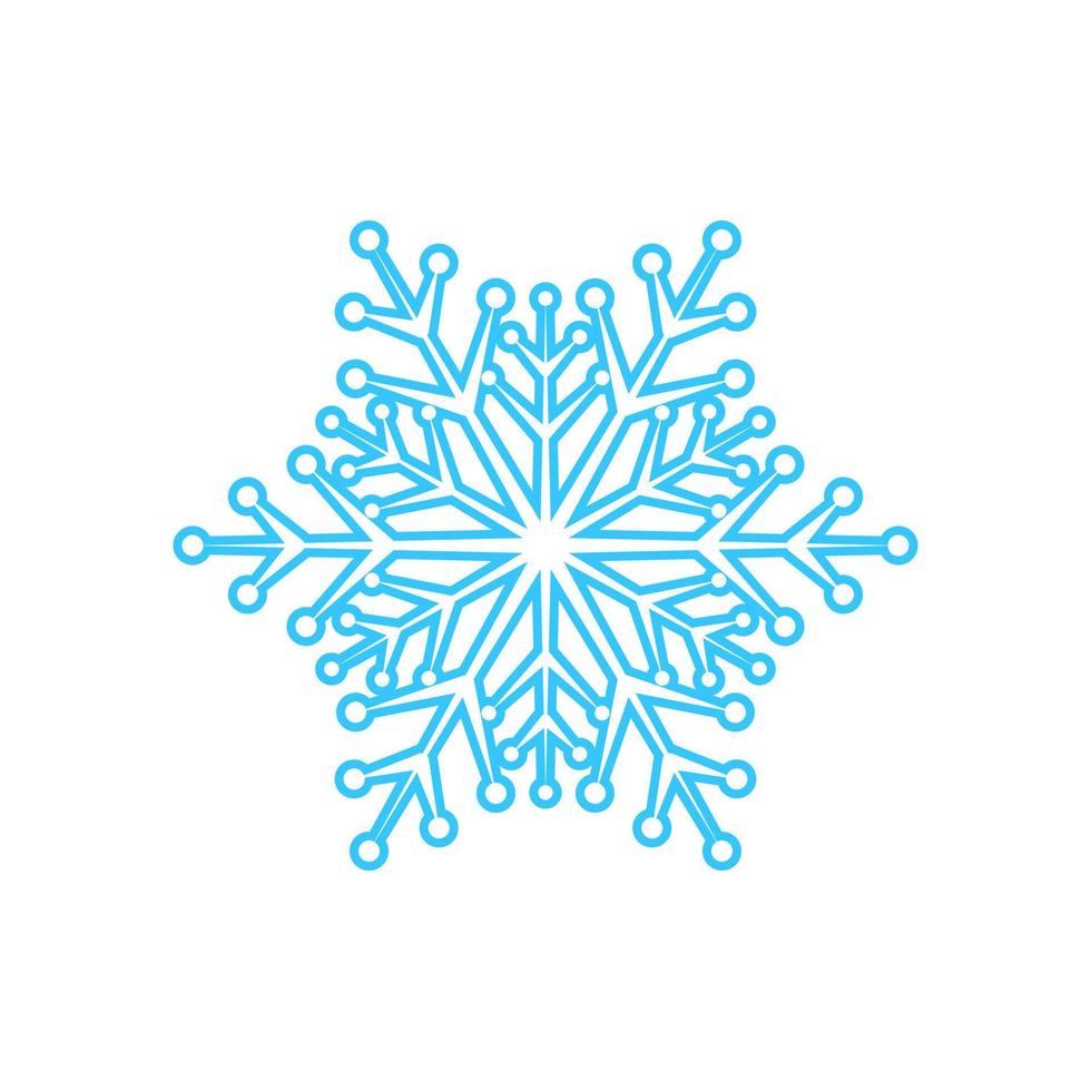 Simple snowflake made of blue lines. Festive decoration for New Year and Christmas, symbol of winter, element for design. Vector illustration