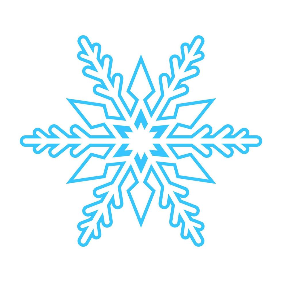 Simple snowflake made of blue lines. Festive decoration for New Year and Christmas, symbol of winter, element for design. Vector illustration