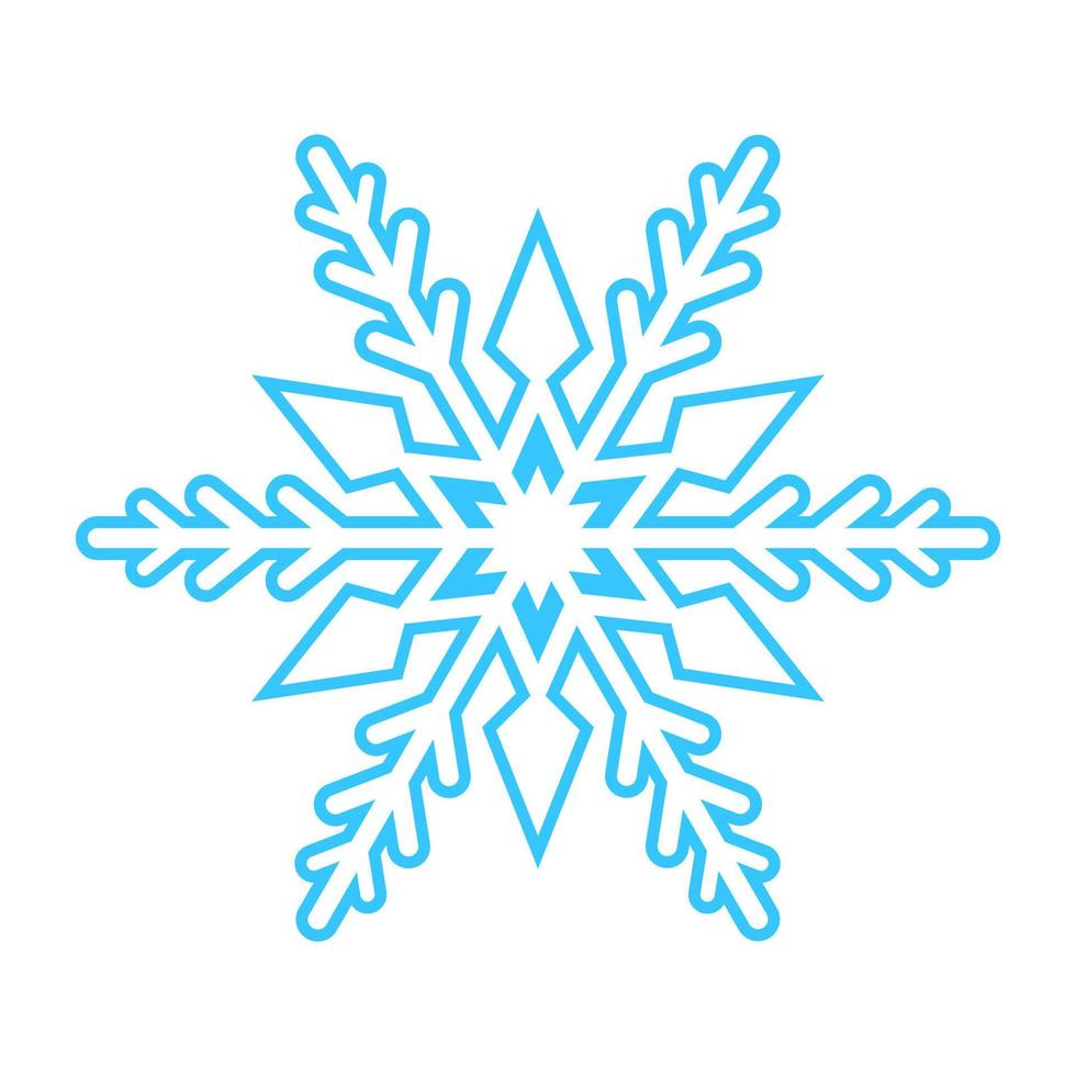 Simple snowflake made of blue lines. Festive decoration for New Year and Christmas, symbol of winter, element for design. Vector illustration