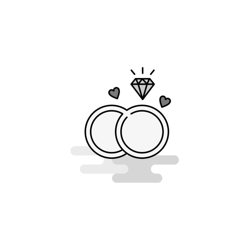 Diamond ring Web Icon Flat Line Filled Gray Icon Vector