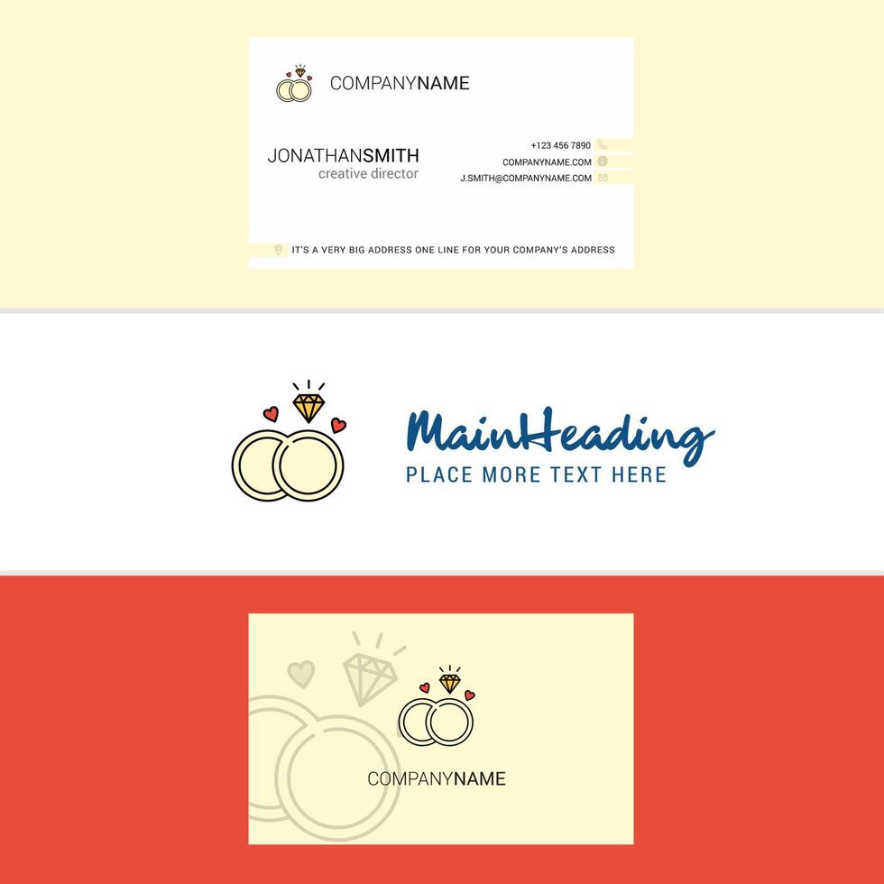 Beautiful Diamond ring Logo and business card vertical Design Vector