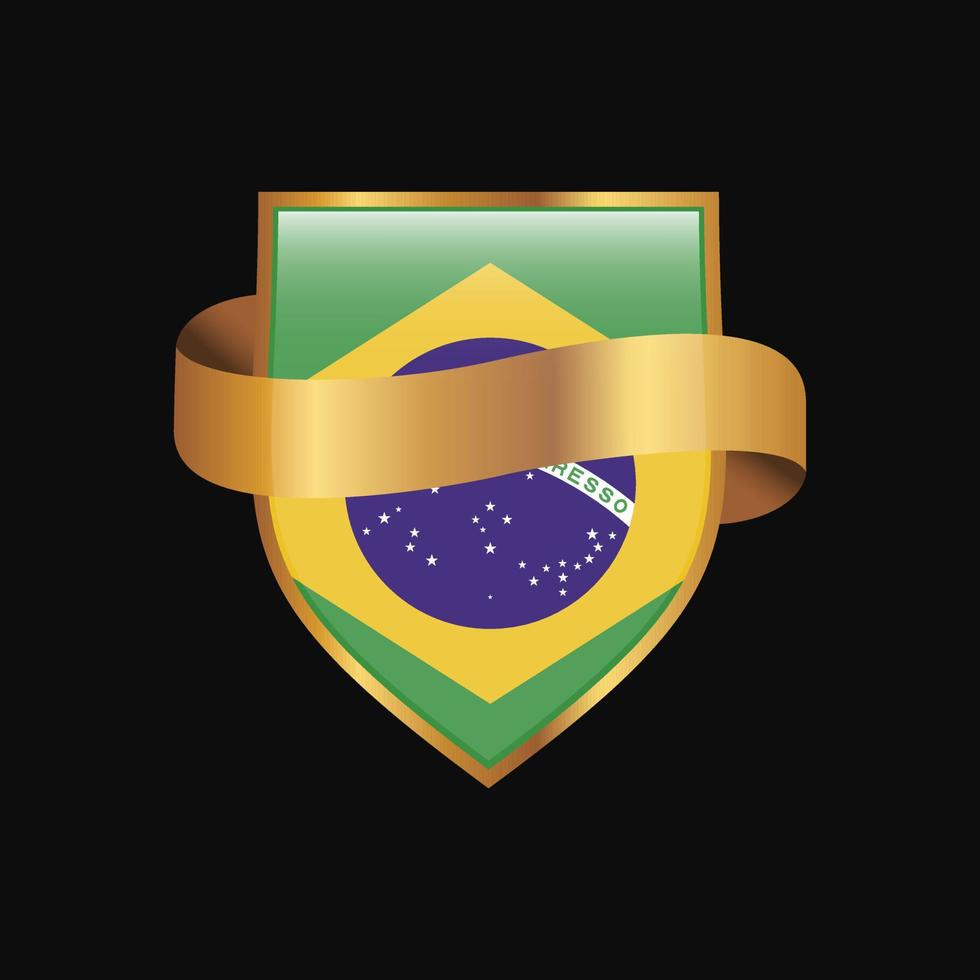 vector de diseño de insignia de oro de bandera de brasil