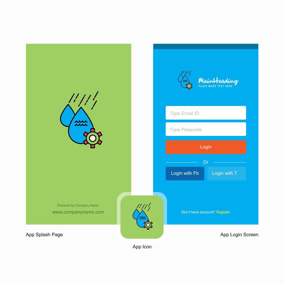 Company Water control Splash Screen and Login Page design with Logo template Mobile Online Business Template vector