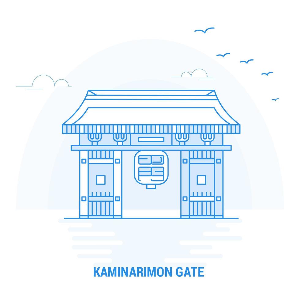 KAMINARIMON GATE Blue Landmark Creative background and Poster Template vector