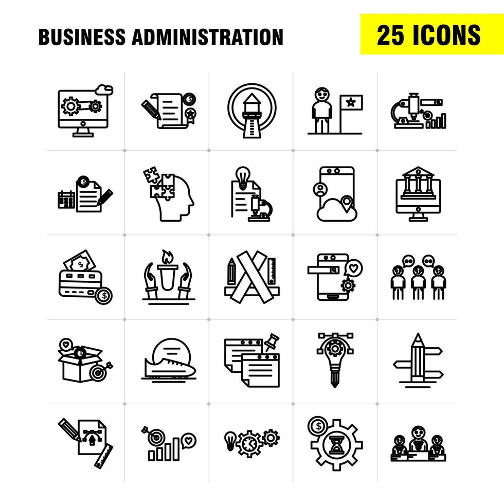 Business Administration Line Icons Set For Infographics Mobile UXUI Kit And Print Design Include Document File Bill Dollar Document File Pen Calendar Collection Modern Infographic Logo and vector