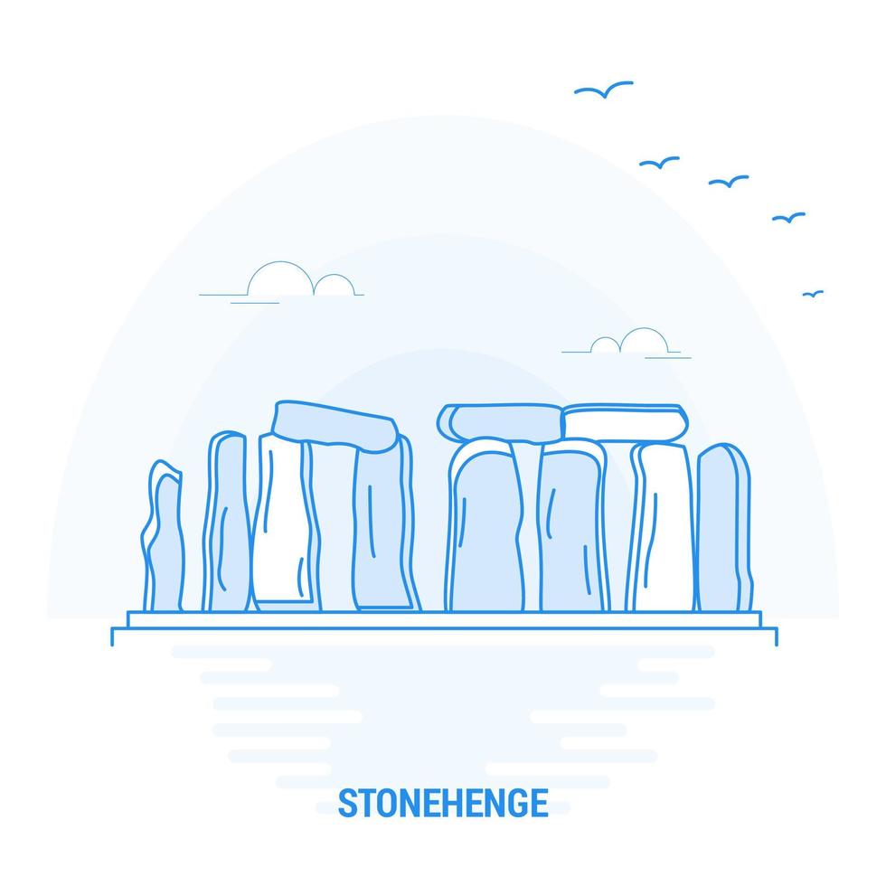 Stonehenge azul hito fondo creativo y plantilla de póster vector