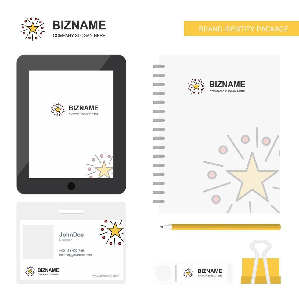 Star Business Logo Tab App Diary PVC Employee Card and USB Brand Stationary Package Design Vector Template