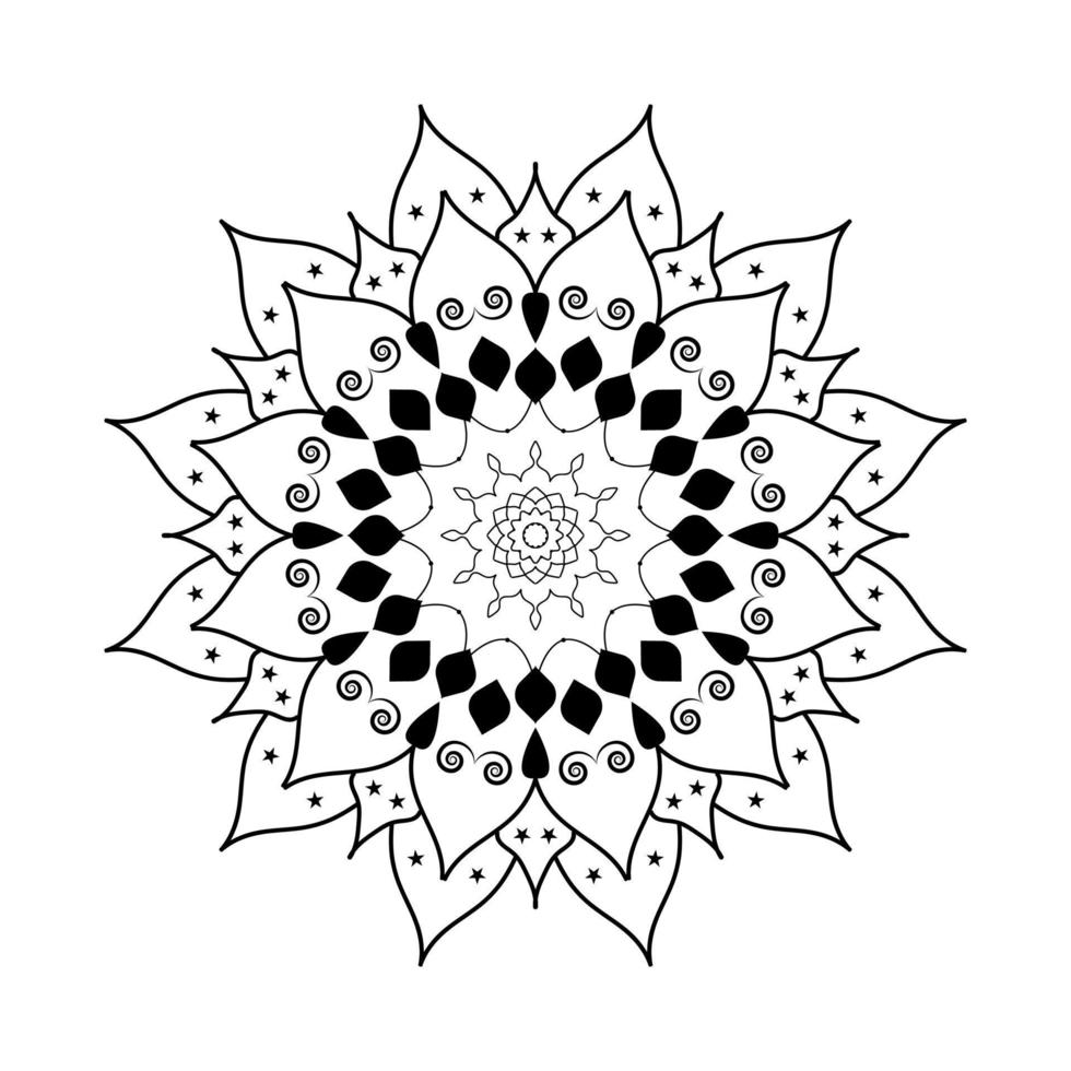 Black and white circle line art floral elements mandala design graphics vector Premium Vector