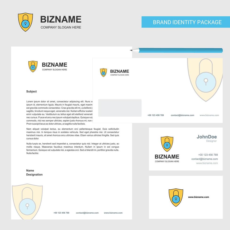 Protected Business Letterhead Envelope and visiting Card Design vector template