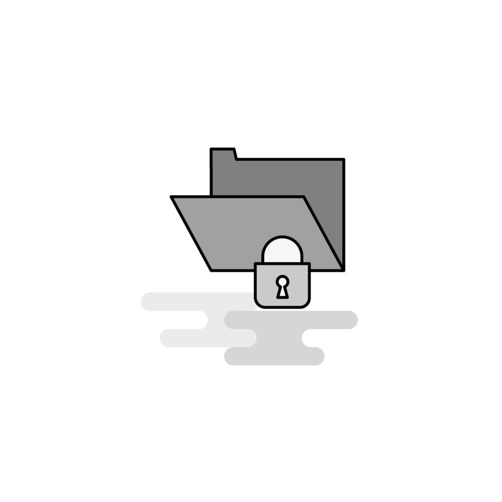 Locked folder Web Icon Flat Line Filled Gray Icon Vector