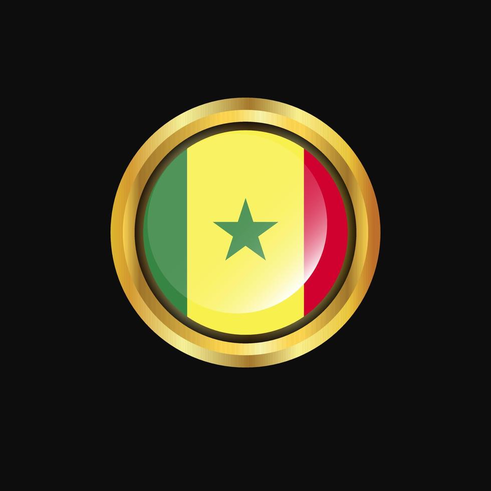 Senegal flag Golden button vector