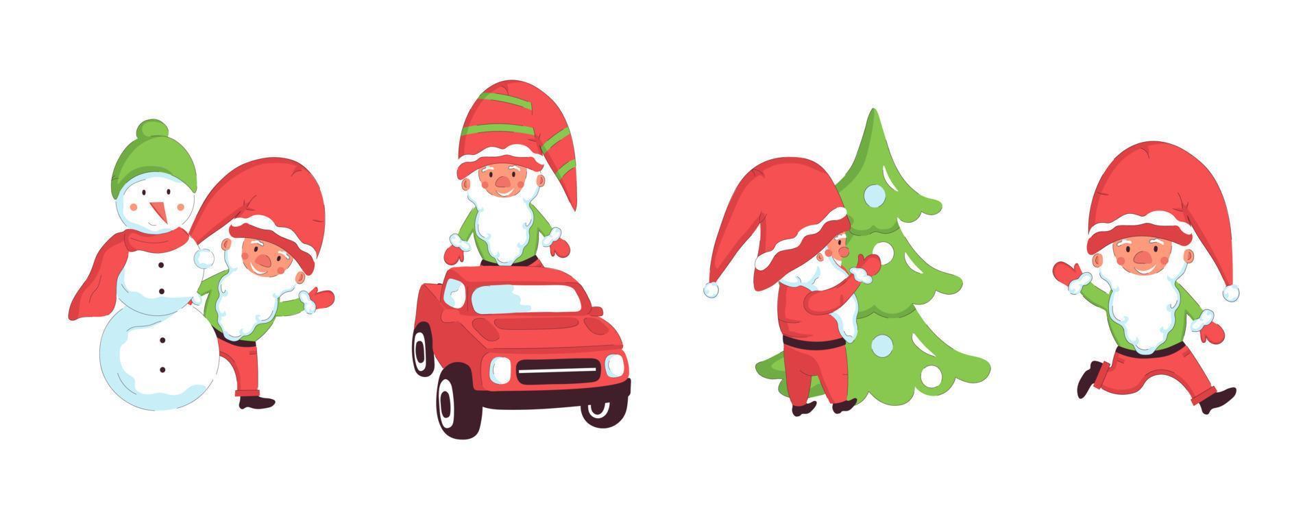 conjunto de gnomos de navidad vector