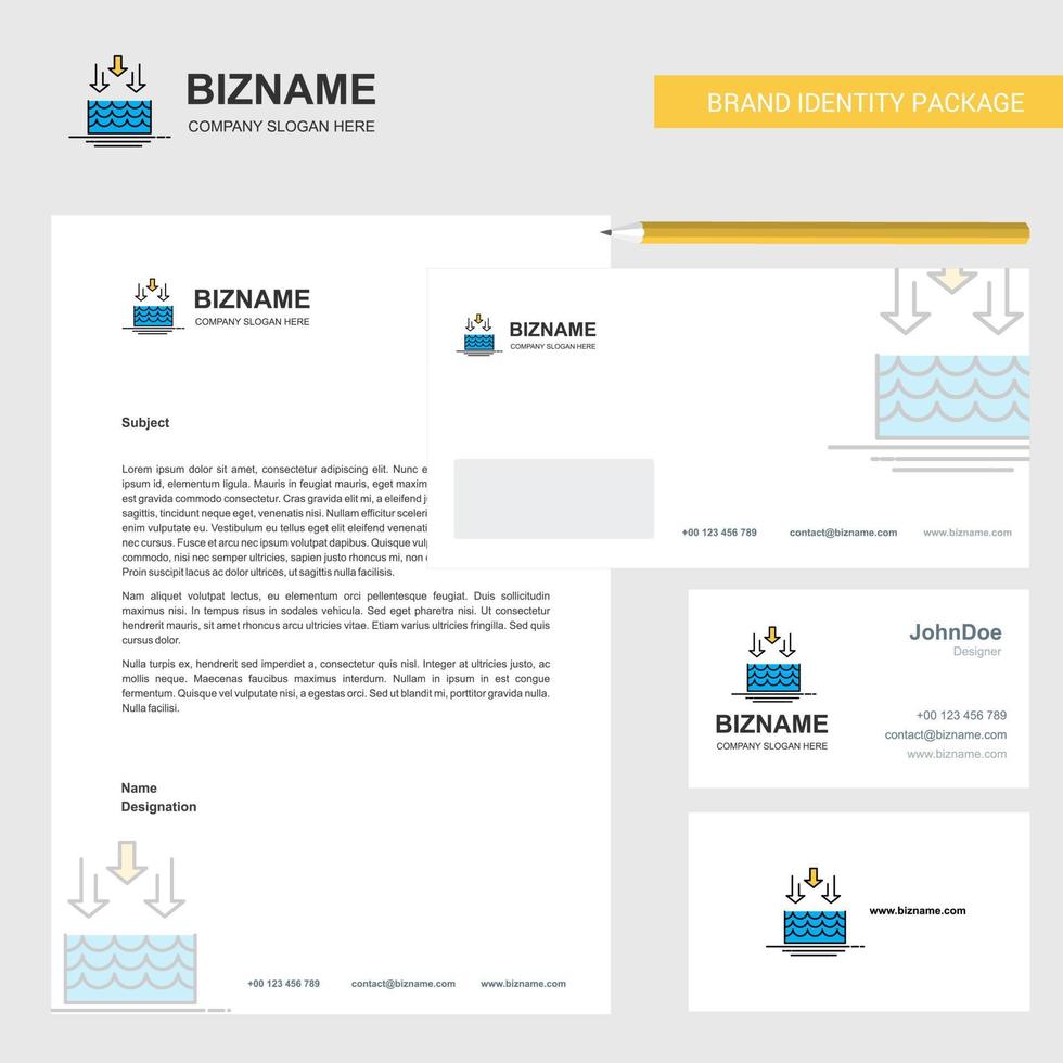 Water evaporation Business Letterhead Envelope and visiting Card Design vector template