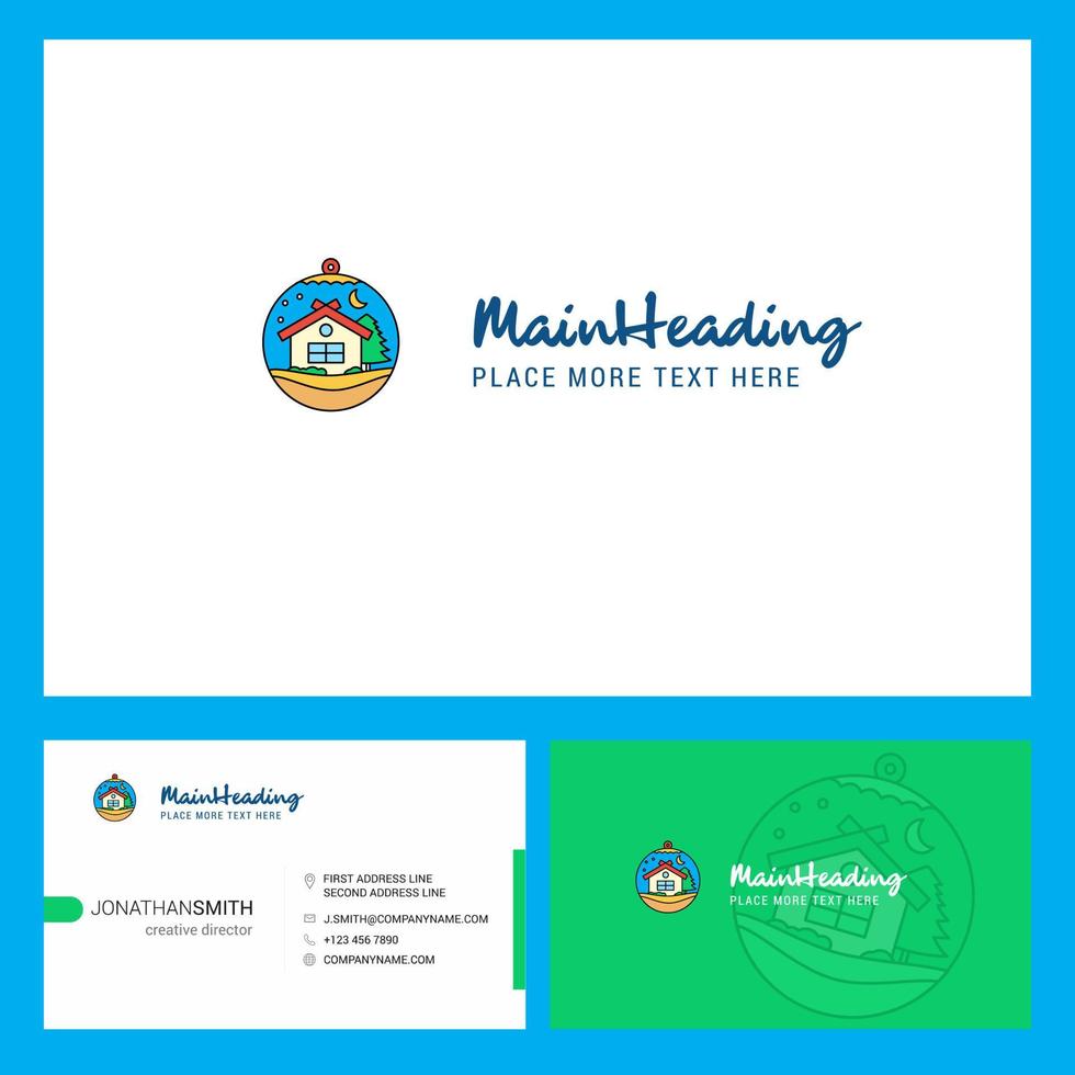 Christmas globe Logo design with Tagline Front and Back Busienss Card Template Vector Creative Design