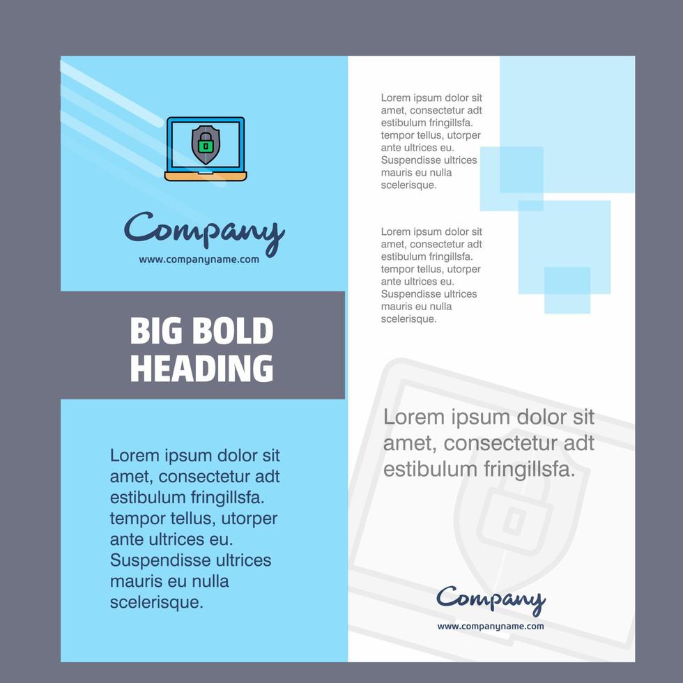 Laptop protected Company Brochure Title Page Design Company profile annual report presentations leaflet Vector Background