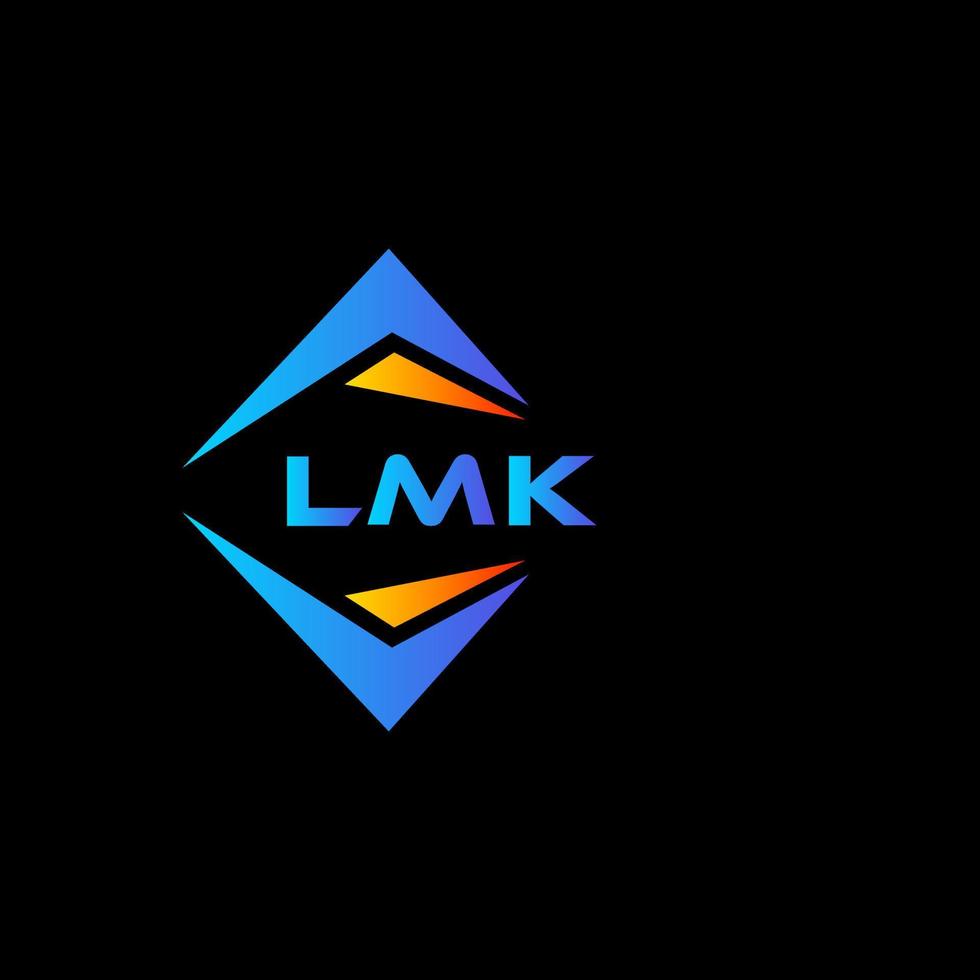 Diseño de logotipo de tecnología abstracta lmk sobre fondo negro. Concepto de logotipo de letra de iniciales creativas lmk. vector