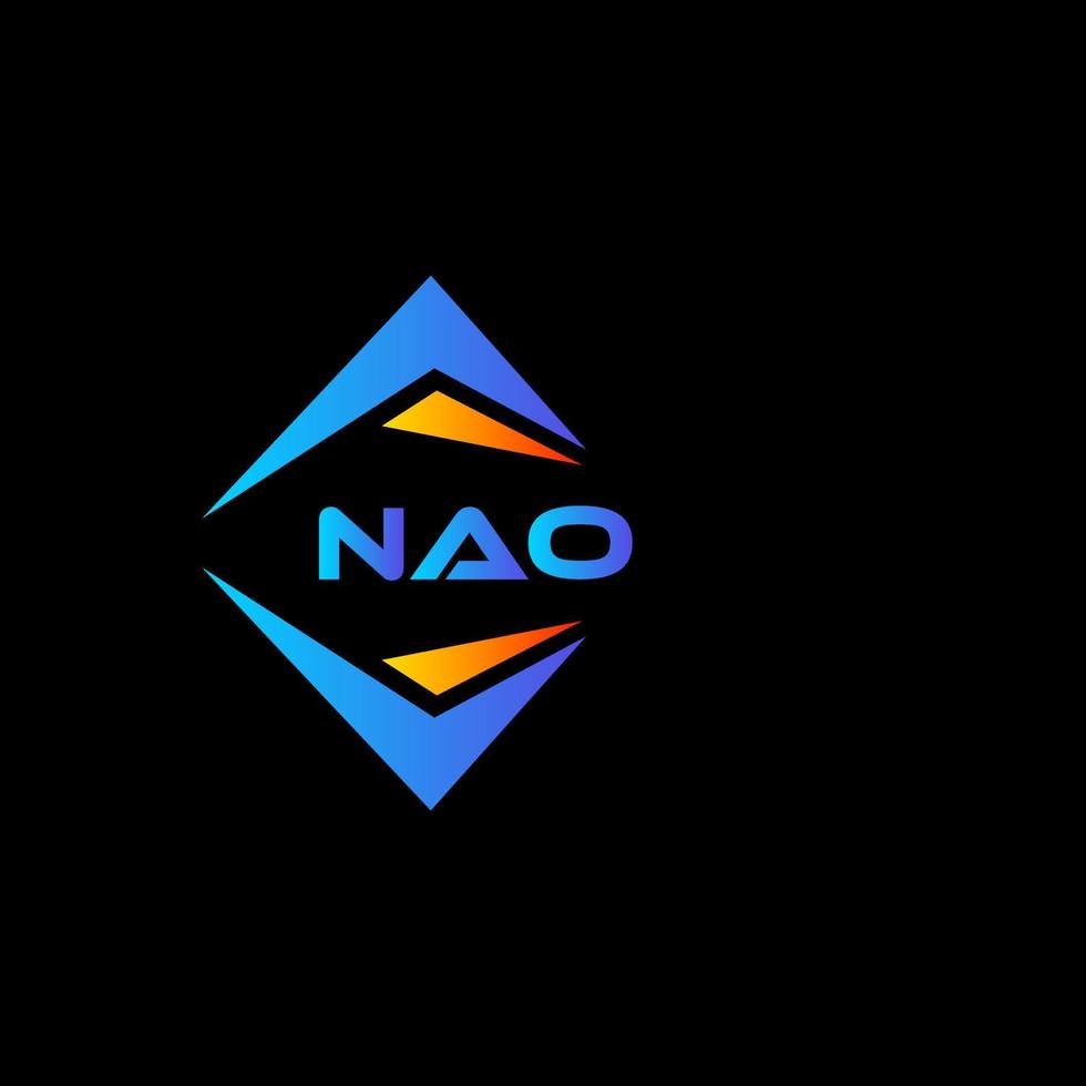 diseño de logotipo de tecnología abstracta nao sobre fondo negro. concepto de logotipo de letra de iniciales creativas nao. vector