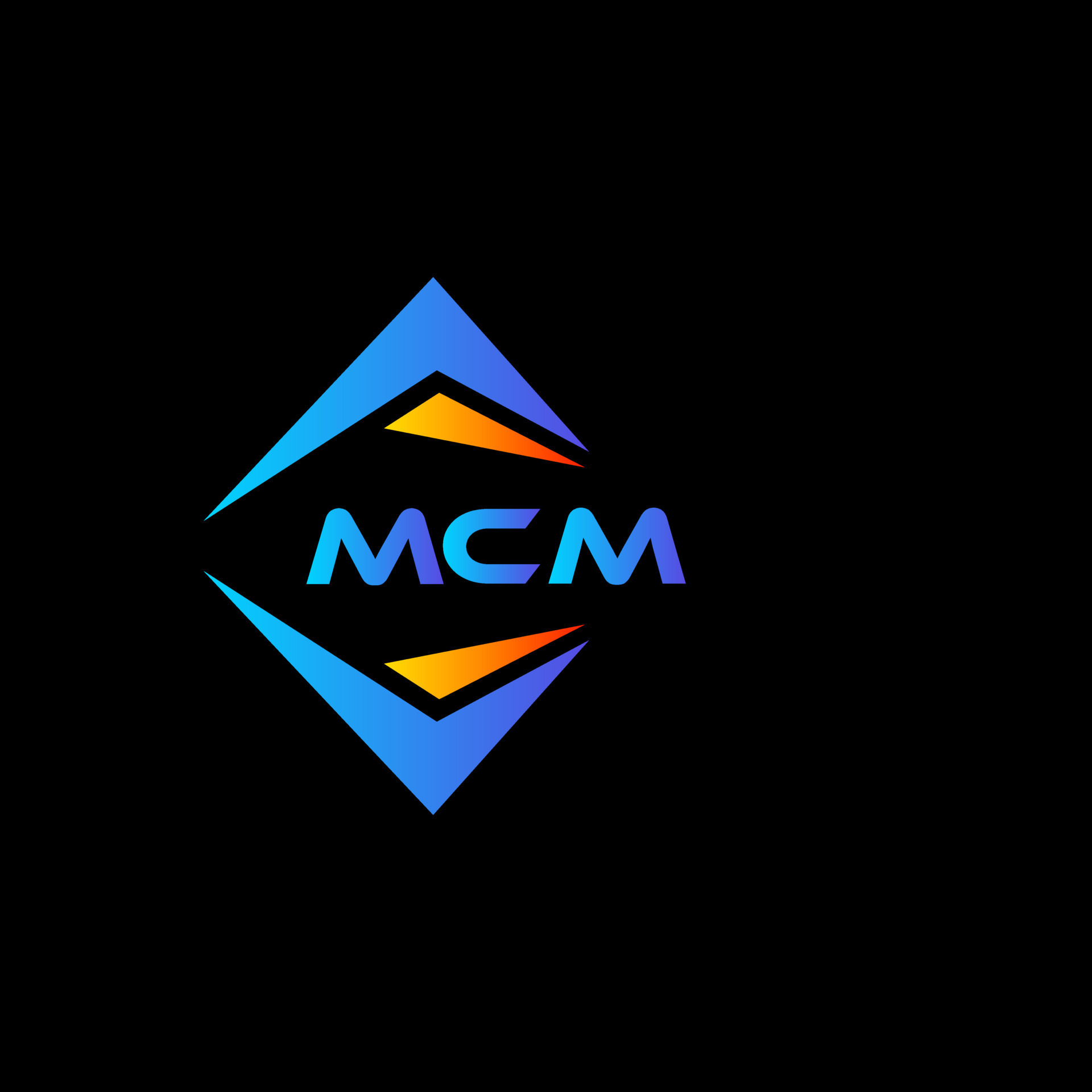 MCM abstract technology logo design on Black background. MCM ...