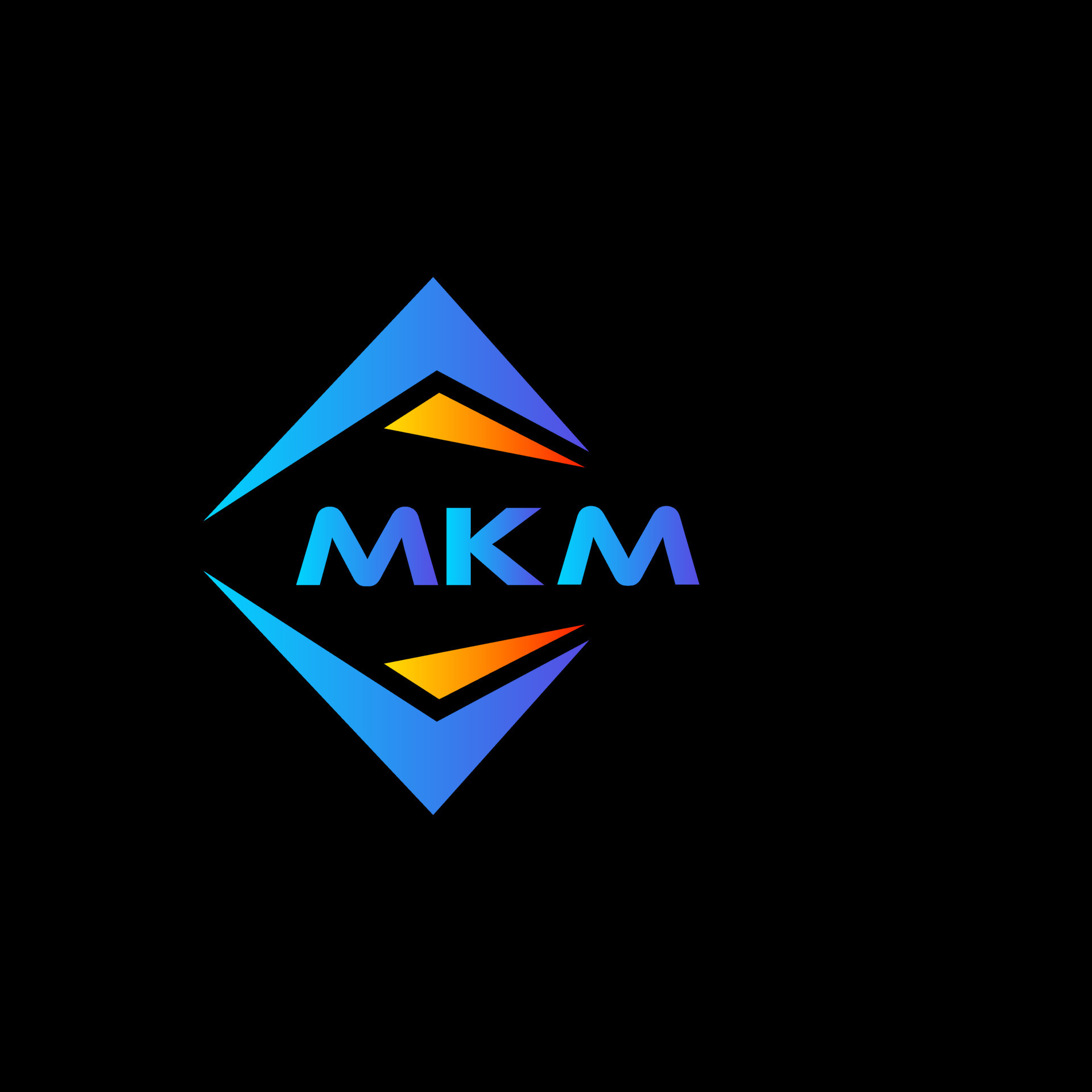 MKM abstract technology logo design on Black background. MKM creative