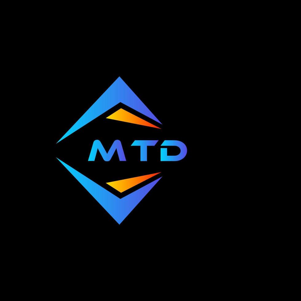 Diseño de logotipo de tecnología abstracta mtd sobre fondo negro. concepto de logotipo de letra de iniciales creativas mtd. vector
