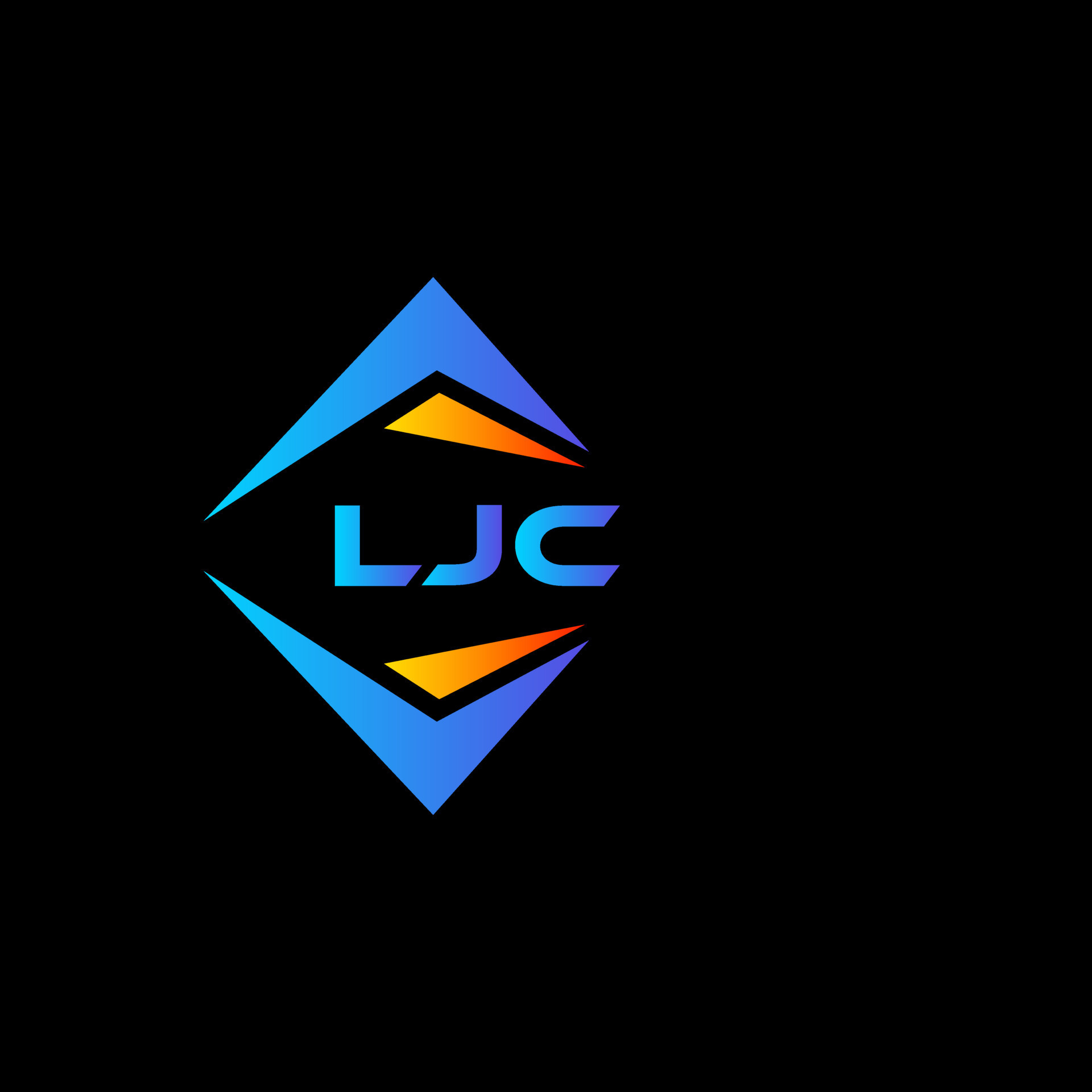 Diseño de logotipo de tecnología abstracta ljc sobre fondo negro