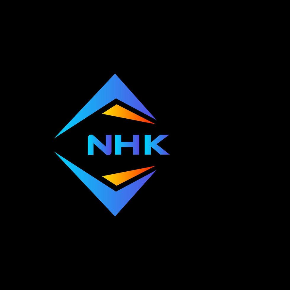 Diseño de logotipo de tecnología abstracta nhk sobre fondo negro. concepto de logotipo de letra de iniciales creativas nhk. vector