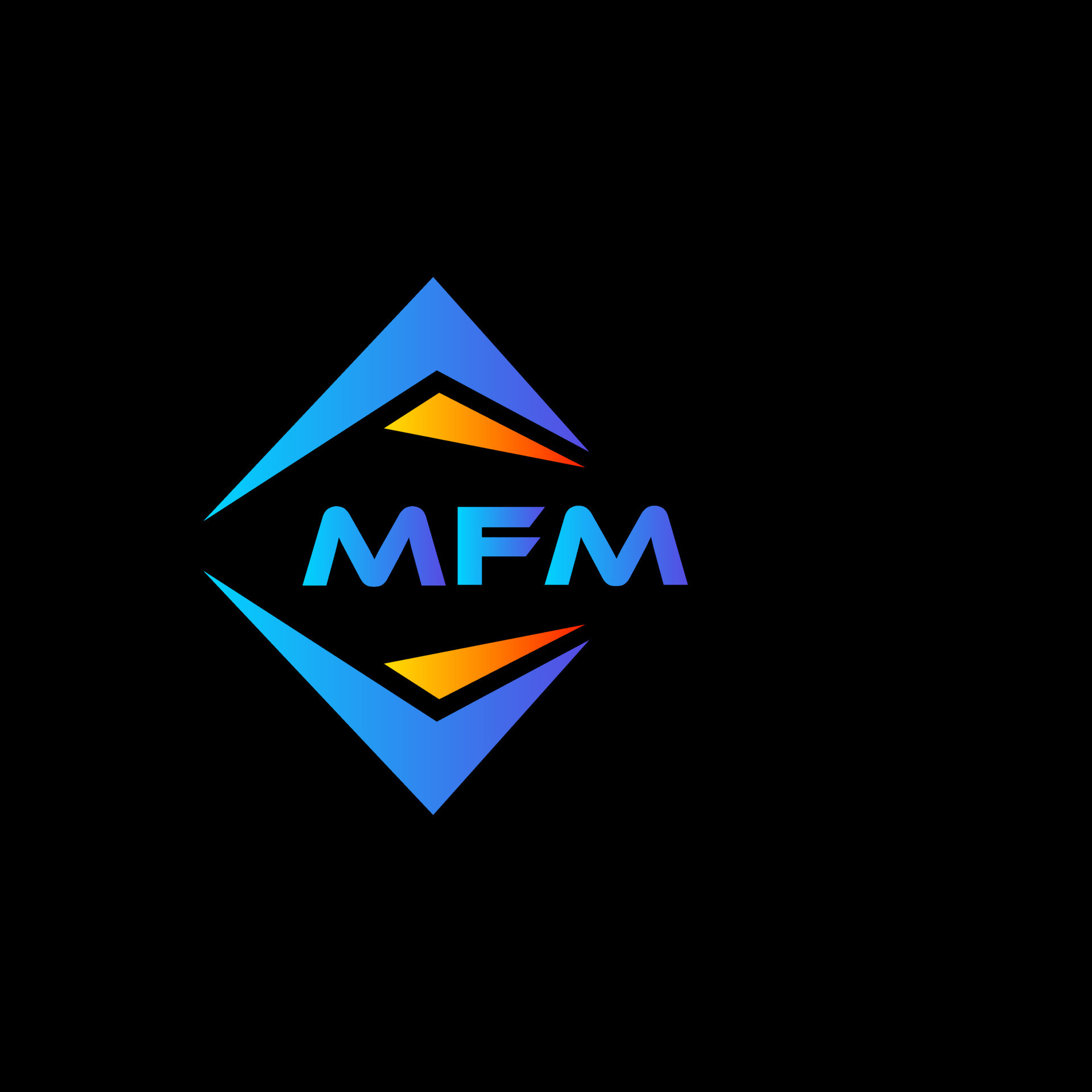MFM abstract technology logo design on Black background. MFM creative