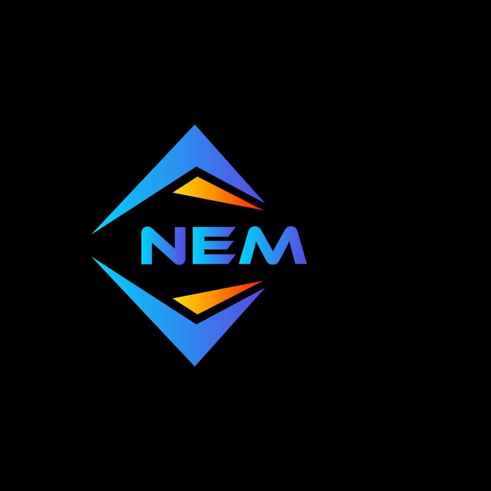 diseño de logotipo de tecnología abstracta nem sobre fondo negro. concepto de logotipo de letra inicial creativa nem. vector