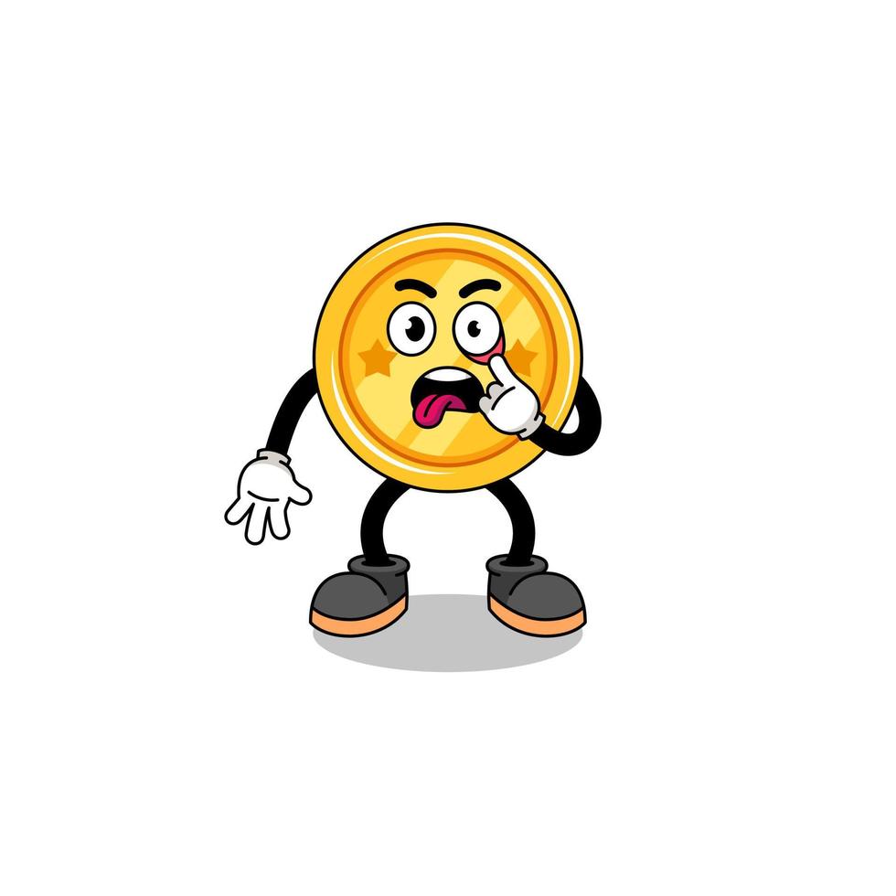 Character Illustration of medal with tongue sticking out vector