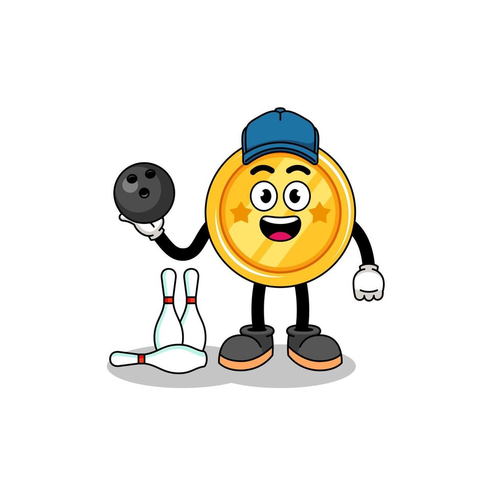 Mascot of medal as a bowling player vector