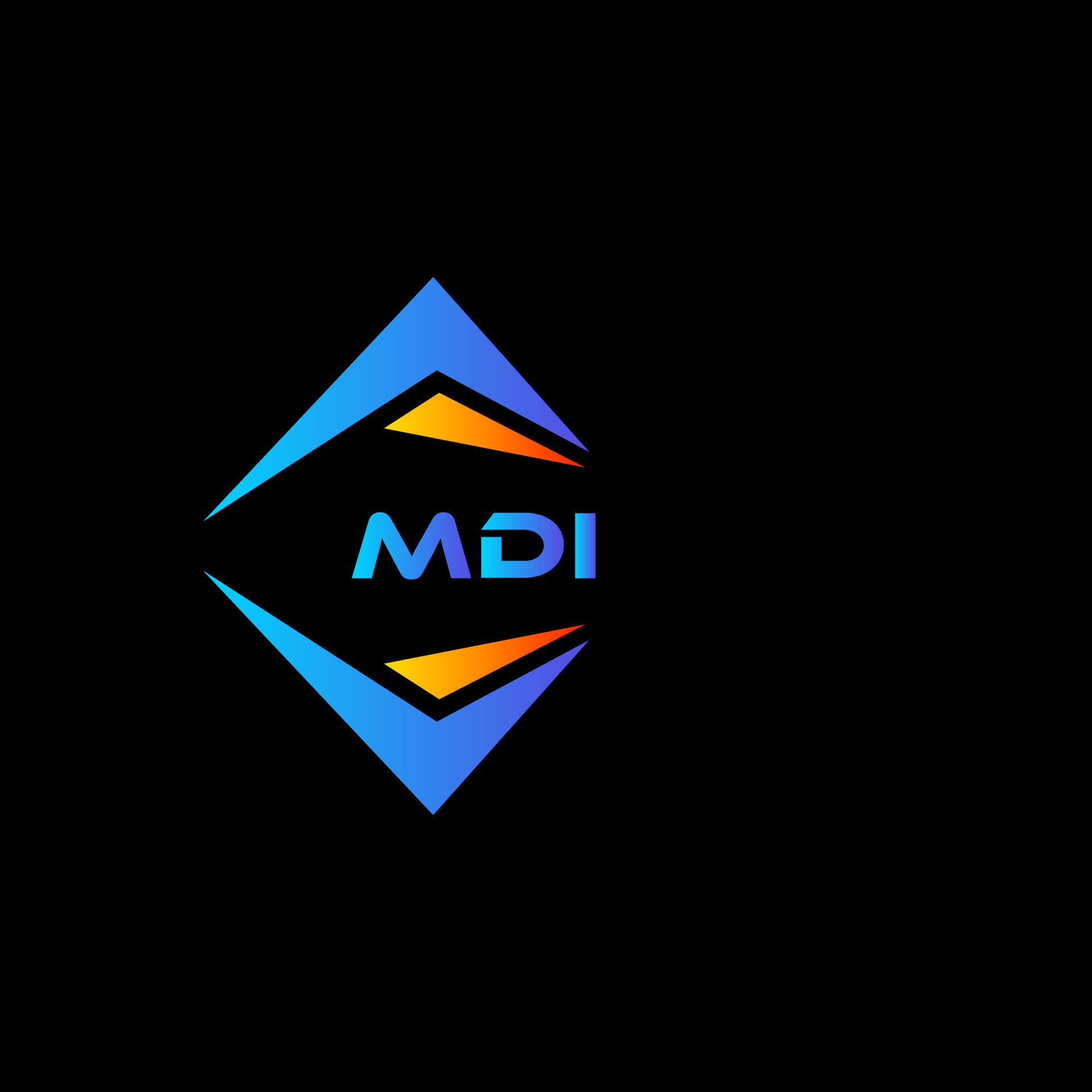 MDI abstract technology logo design on Black background. MDI creative