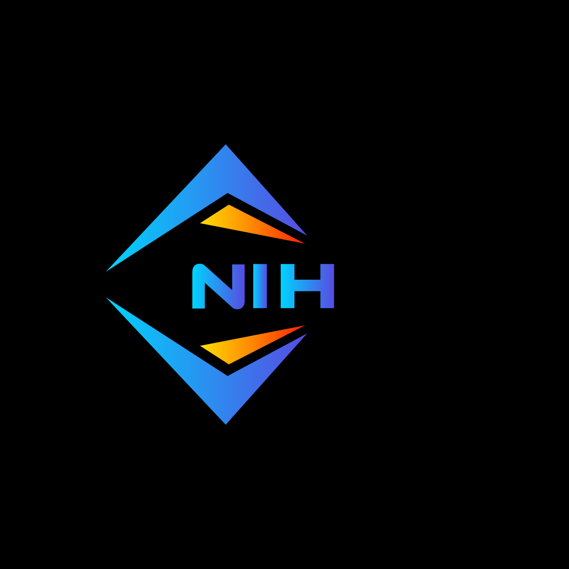 NIH abstract technology logo design on Black background. NIH creative
