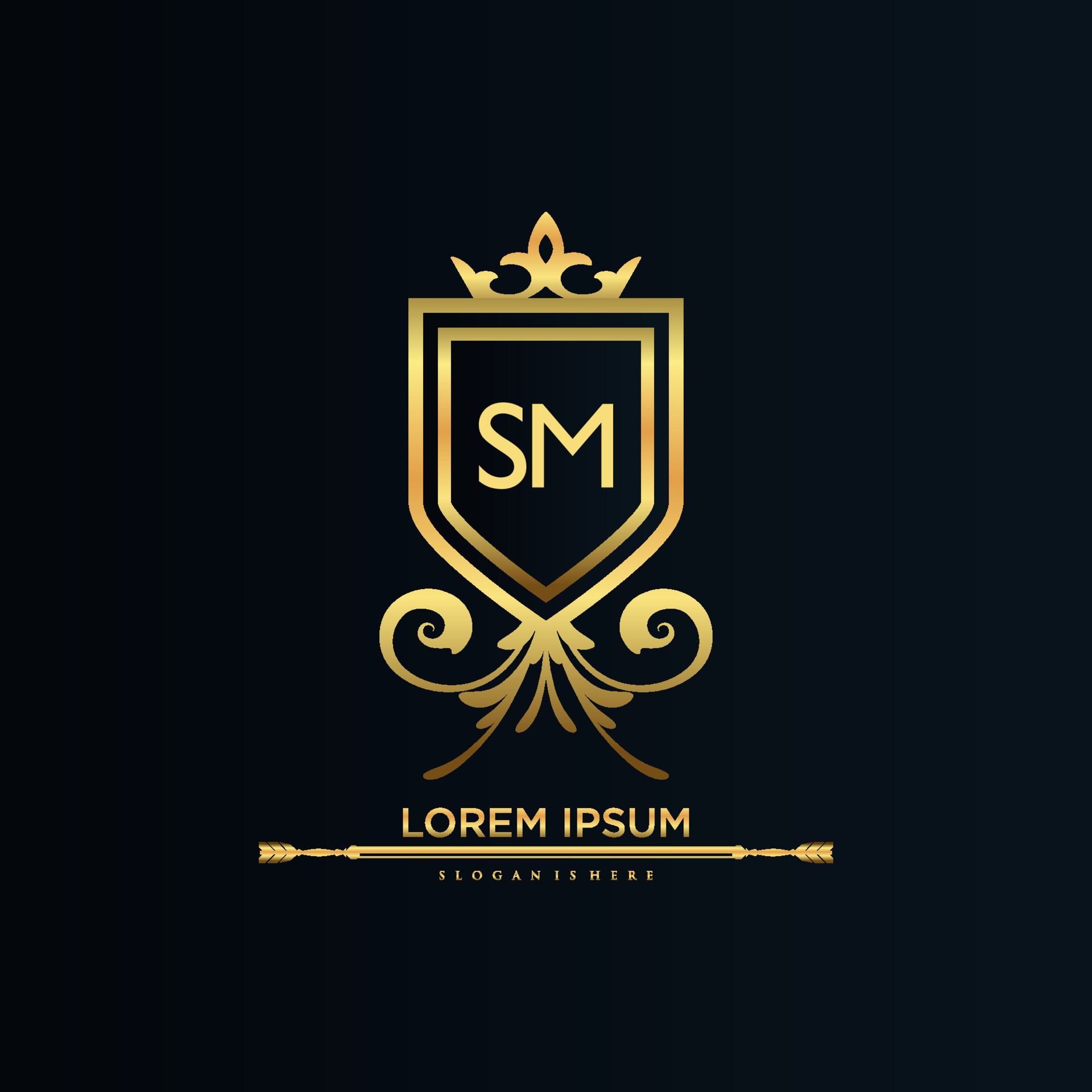 SM Letter Initial with Royal Template.elegant with crown logo vector ...