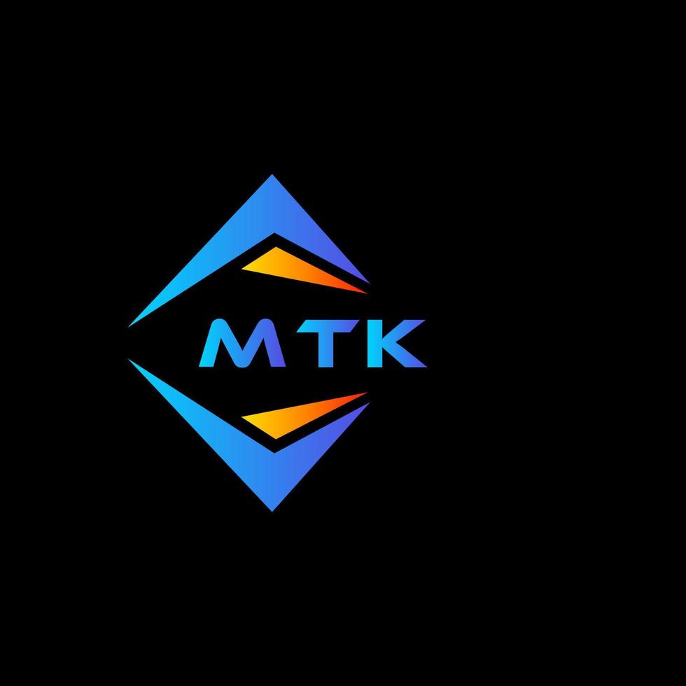 Diseño de logotipo de tecnología abstracta mtk sobre fondo negro. concepto de logotipo de letra de iniciales creativas mtk. vector