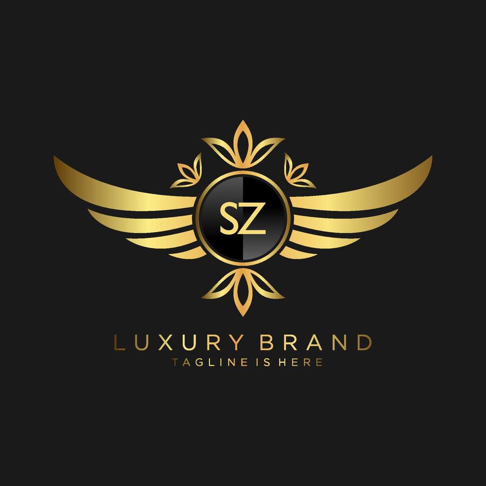 SZ Letter Initial with Royal Template.elegant with crown logo vector, Creative Lettering Logo Vector Illustration.