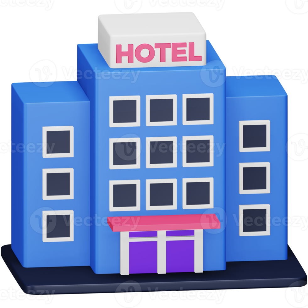 hotell 3d tolkning isometrisk ikon. png