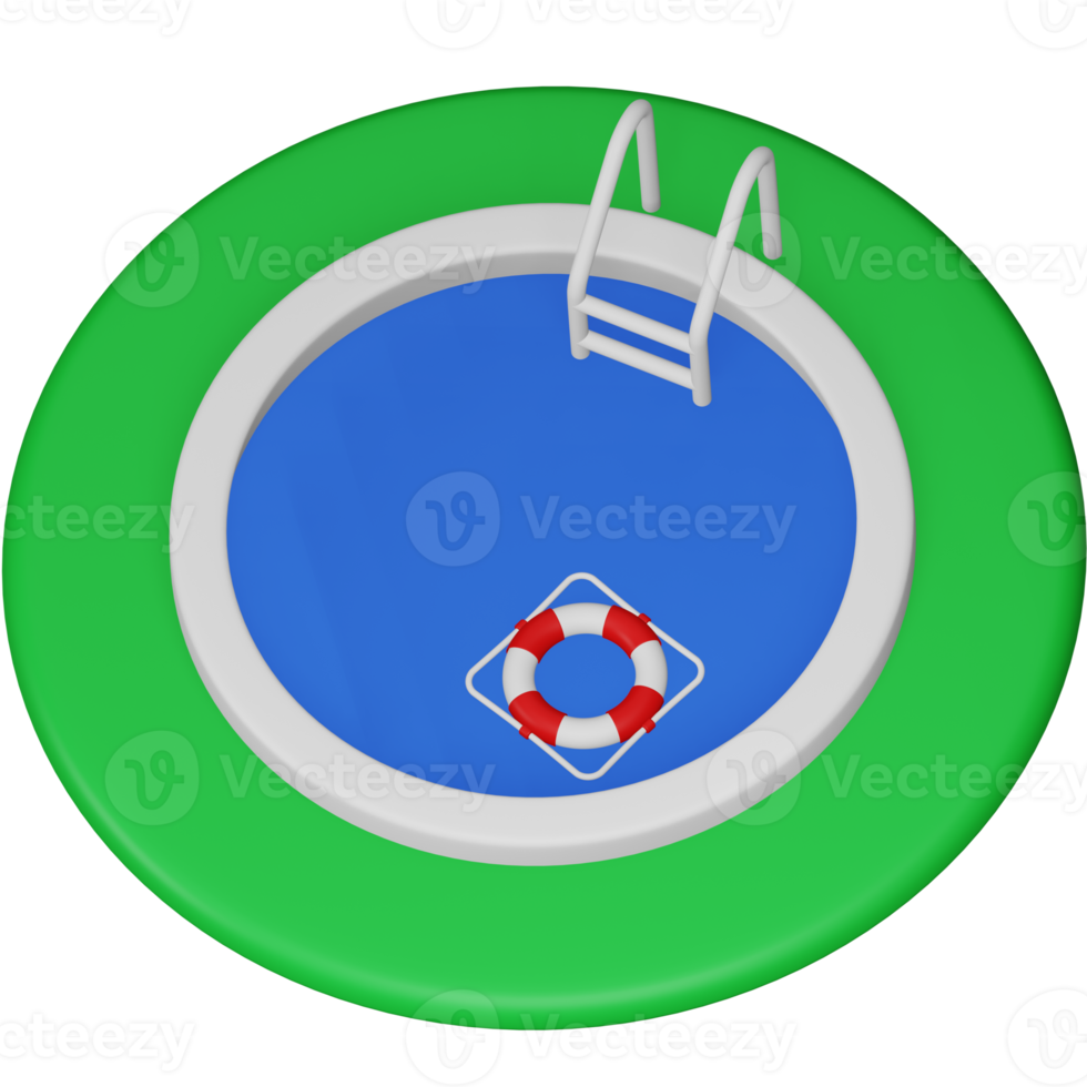 Swimming pool 3d rendering isometric icon. png