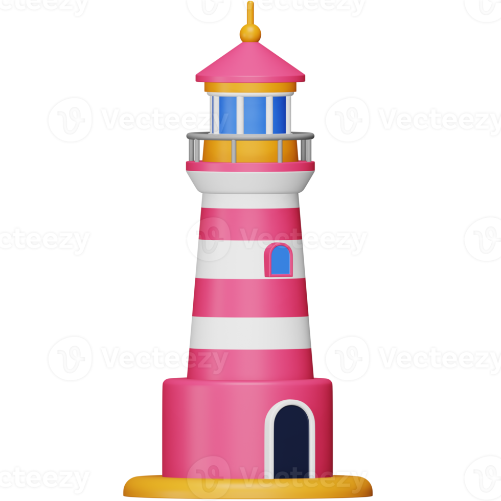 Lighthouse 3d rendering isometric icon. png