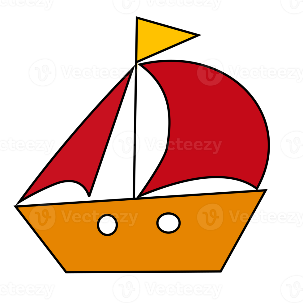 Cute sailing ship Illustration for kids and ocean theme png