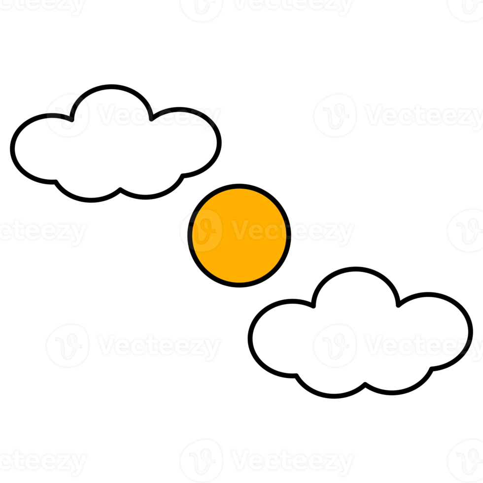 söt moln och Sol enkel illustration för barn teckning png